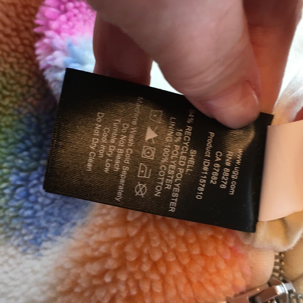 UGG Multicolor Sherpa Jacket in Pink, Blue, Orange, Green on Cream - Picture 6 of 6